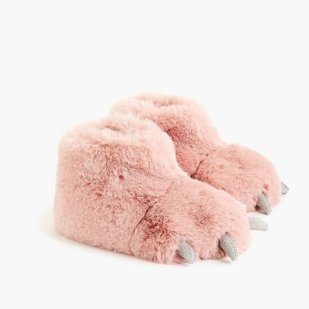 Monster Paw Slipper Pink & Silver Kids Very Soft